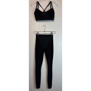 Savage X Fenty Black Burnout Velvet Sports Bra & Leggings Set Women Size 6 2044